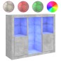 vidaXL Aparador con luz LED 3 pzas madera de ingeniería gris hormigón vidaXL Aparador con luz LED 3 pzas madera de ingeniería gris hormigón