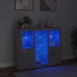 vidaXL Aparador con luz LED 3 pzas madera de ingeniería gris hormigón vidaXL Aparador con luz LED 3 pzas madera de ingeniería gris hormigón