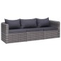 vidaXL Set de sofás de jardín 3 piezas y cojines ratán sintético gris vidaXL Set de sofás de jardín 3 piezas y cojines ratán sintético gris