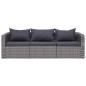 vidaXL Set de sofás de jardín 3 piezas y cojines ratán sintético gris vidaXL Set de sofás de jardín 3 piezas y cojines ratán sintético gris