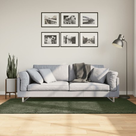 vidaXL Alfombra pelo corto suave lavable HUARTE verde bosque 100x200cm