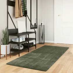 vidaXL Alfombra pelo corto suave lavable HUARTE verde bosque 80x200 cm