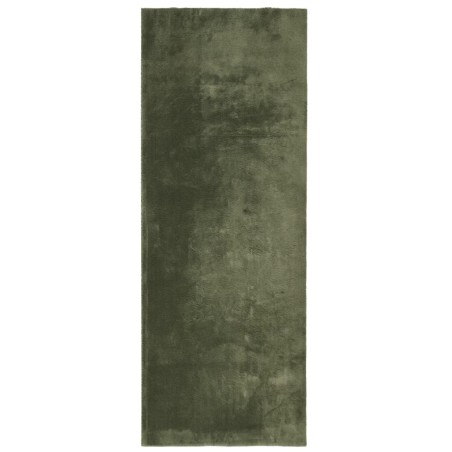 vidaXL Alfombra pelo corto suave lavable HUARTE verde bosque 80x200 cm