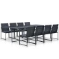 vidaXL Set comedor de jardín 9 piezas y cojines ratán sintético negro vidaXL Set comedor de jardín 9 piezas y cojines ratán sintético negro