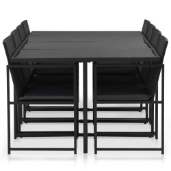 vidaXL Set comedor de jardín 9 piezas y cojines ratán sintético negro
