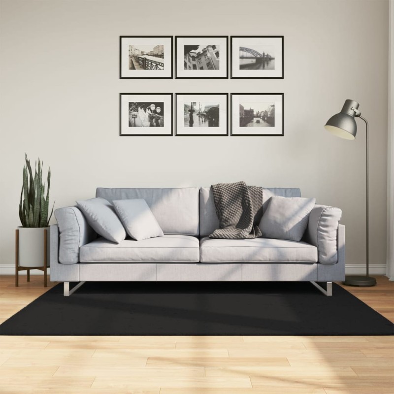 vidaXL Alfombra de pelo corto suave lavable HUARTE negro 120x170 cm