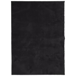 vidaXL Alfombra de pelo corto suave lavable HUARTE negro 120x170 cm