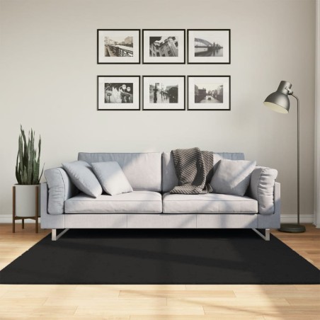 vidaXL Alfombra de pelo corto suave lavable HUARTE negro 160x160 cm