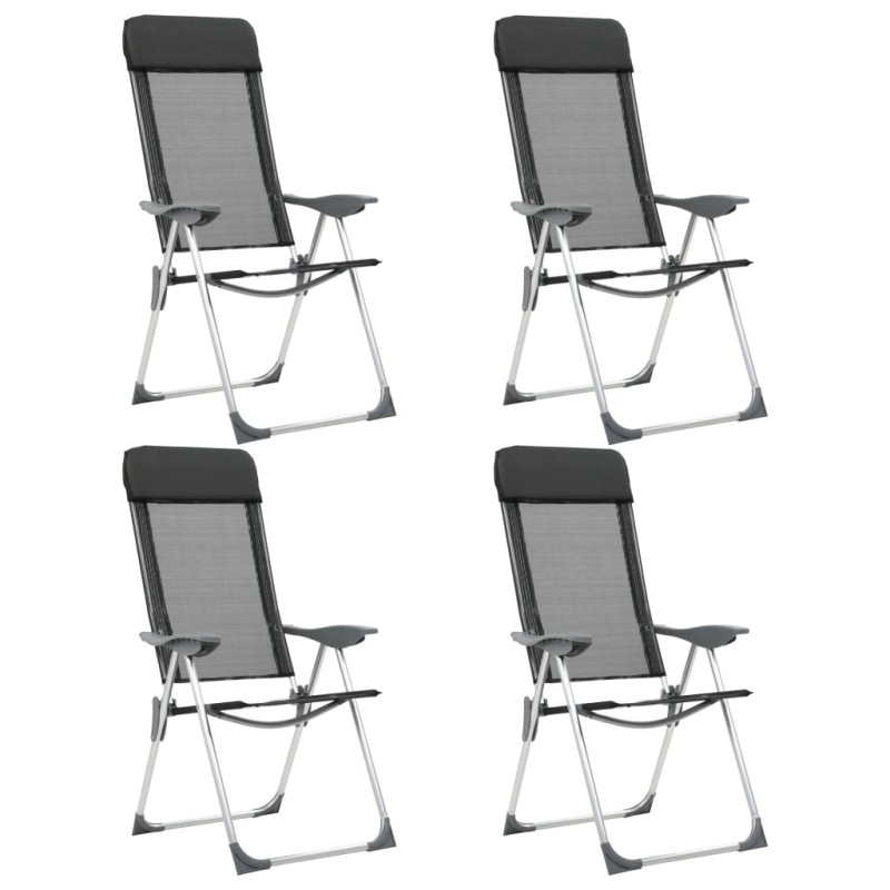 vidaXL Sillas de camping plegables de aluminio 4 unidades negro vidaXL Sillas de camping plegables de aluminio 4 unidades negro