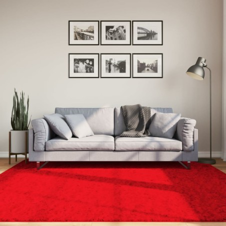 vidaXL Alfombra de pelo corto suave lavable HUARTE rojo 200x200 cm