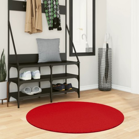 vidaXL Alfombra de pelo corto suave lavable HUARTE rojo Ø 100 cm