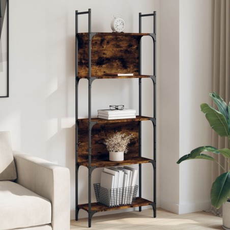 vidaXL Librería de 5 estantes madera roble ahumado 60,5x24x166,5 cm