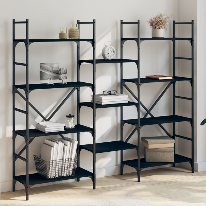 vidaXL Estantería madera de ingeniería negra 160x28,5x136,5 cm vidaXL Estantería madera de ingeniería negra 160x28,5x136,5 cm