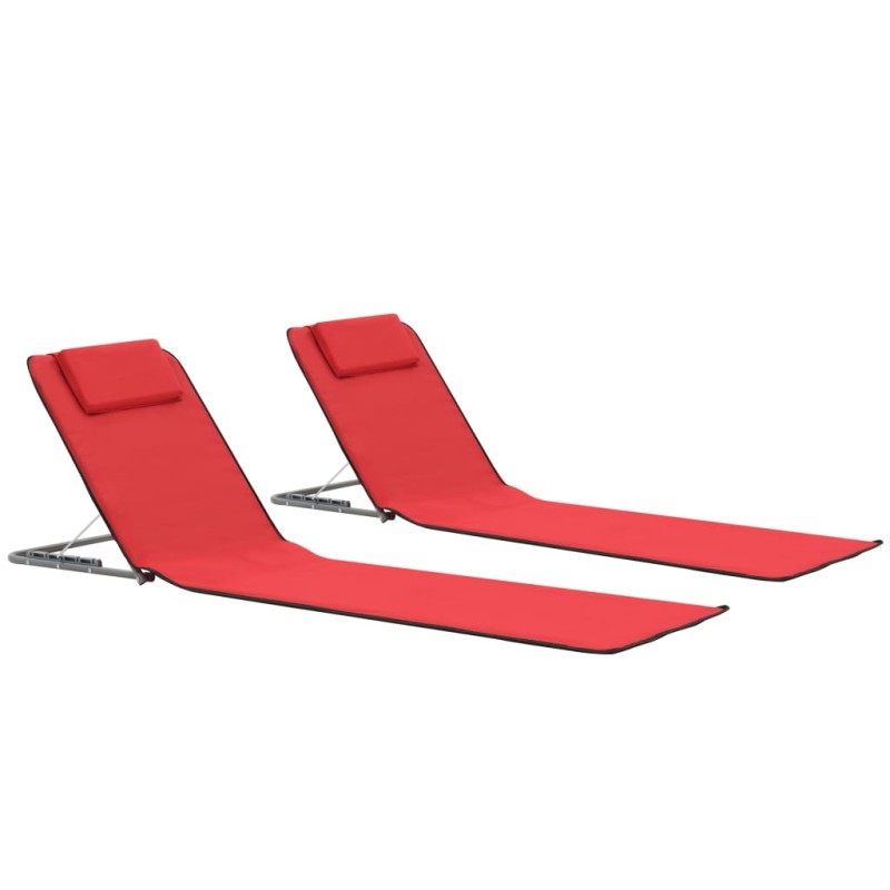 vidaXL Estera de playa plegable 2 unidade acero y tela rojo vidaXL Estera de playa plegable 2 unidade acero y tela rojo