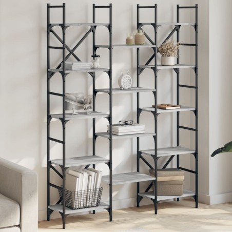 vidaXL Estantería madera de ingeniería gris Sonoma 127,5x28,5x172,5 cm