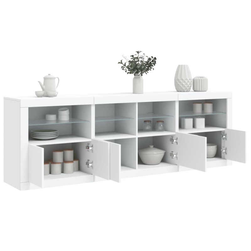 vidaXL Aparador con luces LED blanco 202x37x67 cm vidaXL Aparador con luces LED blanco 202x37x67 cm