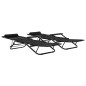 vidaXL Tumbonas plegables con reposapiés 2 unidades acero negro vidaXL Tumbonas plegables con reposapiés 2 unidades acero negro