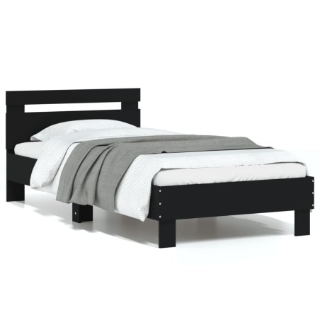 vidaXL Estructura cama con cabecero madera ingeniería negro 90x200 cm