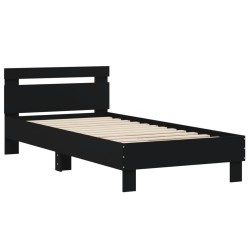 vidaXL Estructura cama con cabecero madera ingeniería negro 90x200 cm