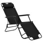 vidaXL Tumbonas plegables con reposapiés 2 unidades acero negro vidaXL Tumbonas plegables con reposapiés 2 unidades acero negro