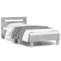 vidaXL Cama con cabecero madera de ingeniería gris hormigón 90x200 cm vidaXL Cama con cabecero madera de ingeniería gris hormigón 90x200 cm