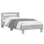 vidaXL Cama con cabecero madera de ingeniería gris hormigón 90x200 cm vidaXL Cama con cabecero madera de ingeniería gris hormigón 90x200 cm