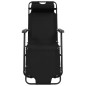 vidaXL Tumbonas plegables con reposapiés 2 unidades acero negro vidaXL Tumbonas plegables con reposapiés 2 unidades acero negro