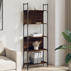 vidaXL Librería de 5 estantes madera roble marrón 60,5x24x166,5 cm