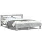 vidaXL Estructura de cama cabecero y luces LED gris hormigón 150x200cm vidaXL Estructura de cama cabecero y luces LED gris hormigón 150x200cm