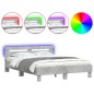 vidaXL Estructura de cama cabecero y luces LED gris hormigón 150x200cm vidaXL Estructura de cama cabecero y luces LED gris hormigón 150x200cm
