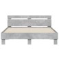 vidaXL Estructura de cama cabecero y luces LED gris hormigón 150x200cm vidaXL Estructura de cama cabecero y luces LED gris hormigón 150x200cm