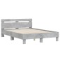 vidaXL Estructura de cama cabecero y luces LED gris hormigón 120x200cm vidaXL Estructura de cama cabecero y luces LED gris hormigón 120x200cm