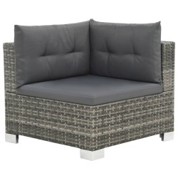 vidaXL Set de muebles de jardín 10 pzas y cojines ratán sintético gris