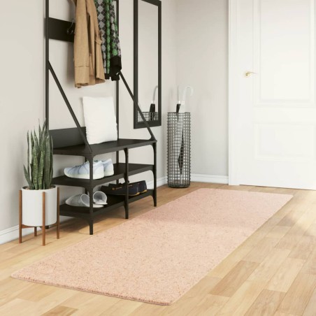 vidaXL Alfombra de pelo corto suave lavable HUARTE rosado 80x250 cm