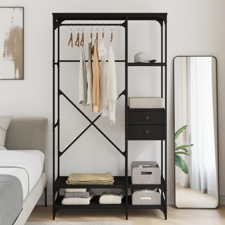 vidaXL Armario con cajones madera de ingeniería negro 100x40x180 cm