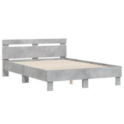 vidaXL Cama con cabecero madera de ingeniería gris hormigón 120x200 cm
