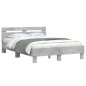 vidaXL Cama con cabecero madera de ingeniería gris hormigón 120x200 cm vidaXL Cama con cabecero madera de ingeniería gris hormigón 120x200 cm