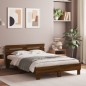 vidaXL Cama con cabecero madera de ingeniería marrón roble 135x190 cm vidaXL Cama con cabecero madera de ingeniería marrón roble 135x190 cm