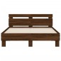 vidaXL Cama con cabecero madera de ingeniería marrón roble 135x190 cm vidaXL Cama con cabecero madera de ingeniería marrón roble 135x190 cm