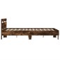 vidaXL Cama con cabecero madera de ingeniería roble ahumado 135x190 cm