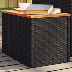 vidaXL Mesas auxiliares de jardín 2 uds ratán madera negro 55x34x37cm