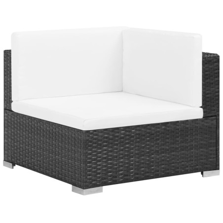 vidaXL Set muebles de jardín 7 piezas y cojines ratán sintético negro