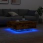 vidaXL Mesa de centro con luces LED roble ahumado 80x80x31 cm vidaXL Mesa de centro con luces LED roble ahumado 80x80x31 cm