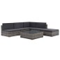 vidaXL Set de muebles de jardín 6 pzas y cojines ratán sintético gris vidaXL Set de muebles de jardín 6 pzas y cojines ratán sintético gris