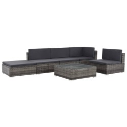 vidaXL Set de muebles de jardín 6 pzas y cojines ratán sintético gris