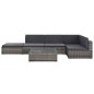 vidaXL Set de muebles de jardín 6 pzas y cojines ratán sintético gris vidaXL Set de muebles de jardín 6 pzas y cojines ratán sintético gris