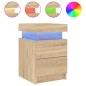 vidaXL Mesita de noche con luces LED roble Sonoma 35x39x55 cm vidaXL Mesita de noche con luces LED roble Sonoma 35x39x55 cm