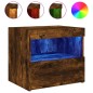 vidaXL Mesitas de noche con luces LED 2 uds roble ahumado 50x40x45 cm vidaXL Mesitas de noche con luces LED 2 uds roble ahumado 50x40x45 cm