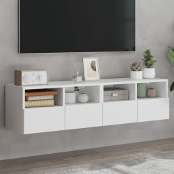 vidaXL Muebles TV de pared 2 uds madera ingeniería blanco 60x30x30 cm