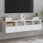 vidaXL Muebles TV de pared 2 uds madera ingeniería blanco 60x30x30 cm